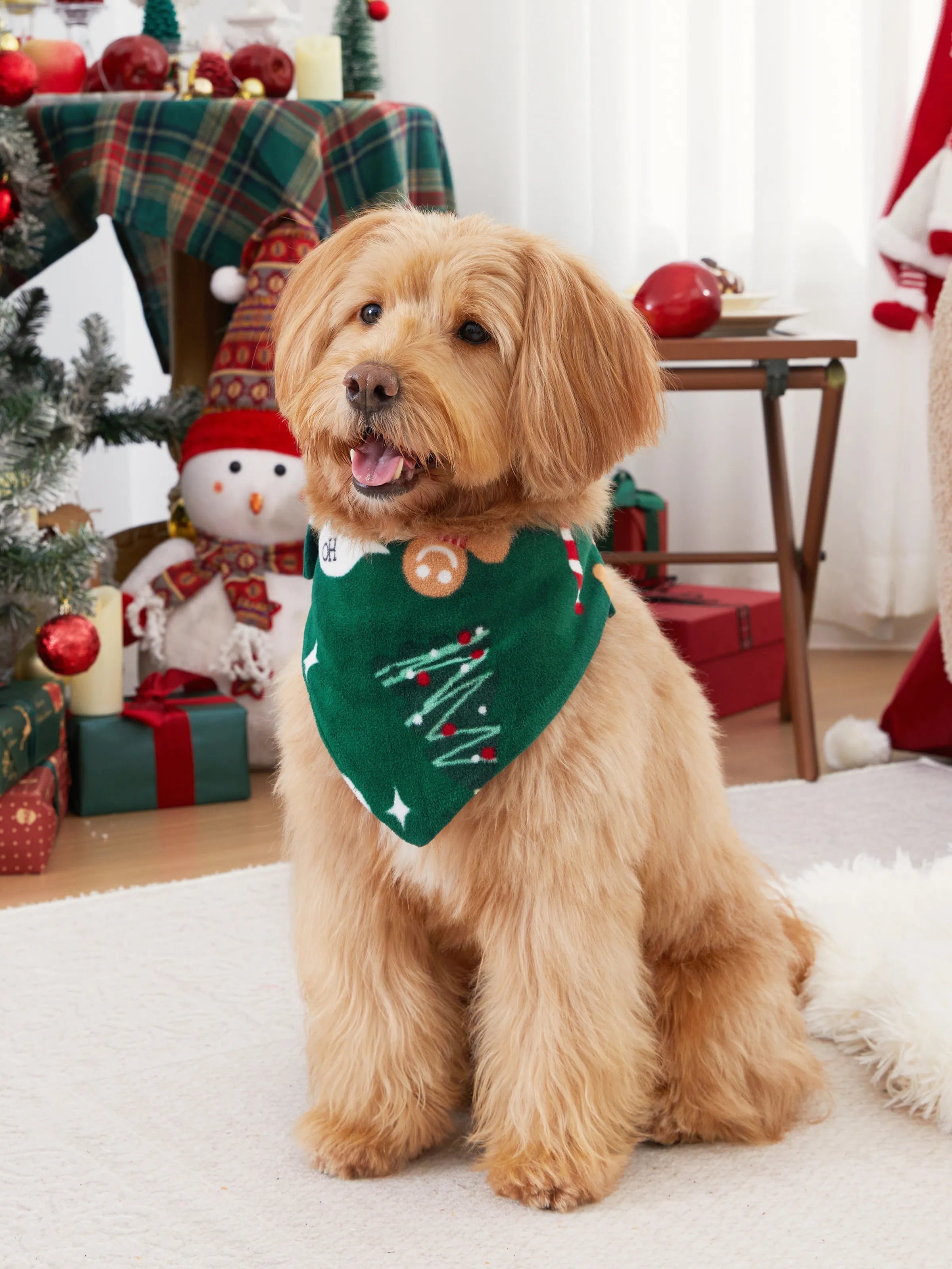 Pyjamas de Noël assortis pour toute la famille, en polaire, motif bonhomme en pain d'épices, ensembles de pyjamas à manches longues avec chaussettes de Noël Vert foncé