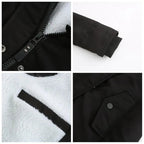 Parka d'hiver en coton épais avec doublure en polaire, manteau chaud à capuche mi-long, coupe ajustée, manches longues, en fausse fourrure noire, pour un style élégant et décontracté - Vestes