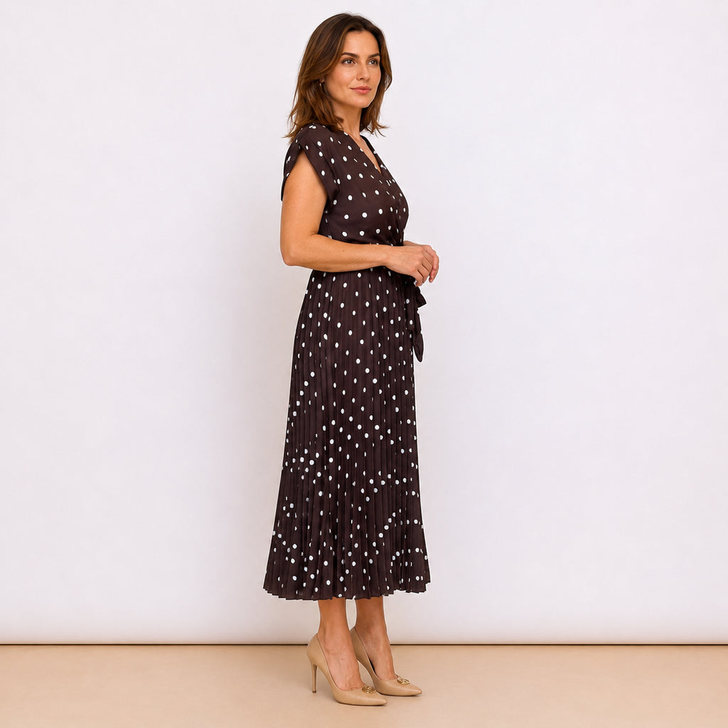 [2026.COUTURE] Cannes, Vestito Incrociato Plissettato A Pois