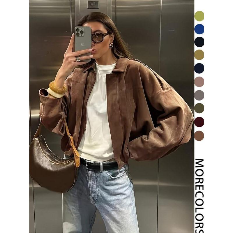 Veste aviateur femme, Nouveautés manteaux et vestes, Veste zippée décontractée pour femme, Veste d'hiver pour femme, Veste pilote oversize coupe courte, Veste courte streetwear femme 2025, Vêtement d'extérieur