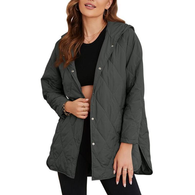 Doudoune Femme,Blouson Léger à Manches Longues et Boutons,Hauts Amples Décontractés Confortables,Vêtements Femme Automne Hiver 2025