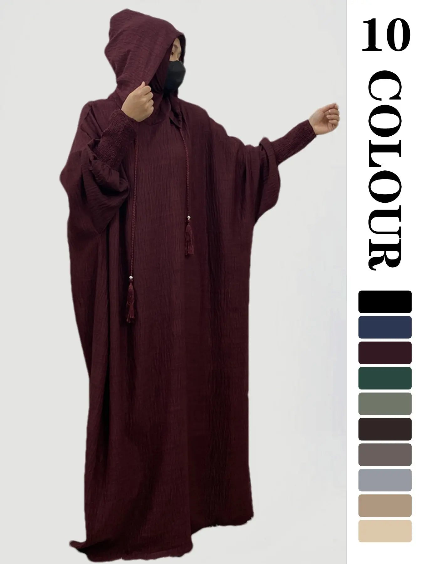 Vestito intero da donna con cappuccio, vestito casual a manica lunga per autunno e inverno, abbigliamento islamico da donna per uso quotidiano, abbigliamento musulmano modesto