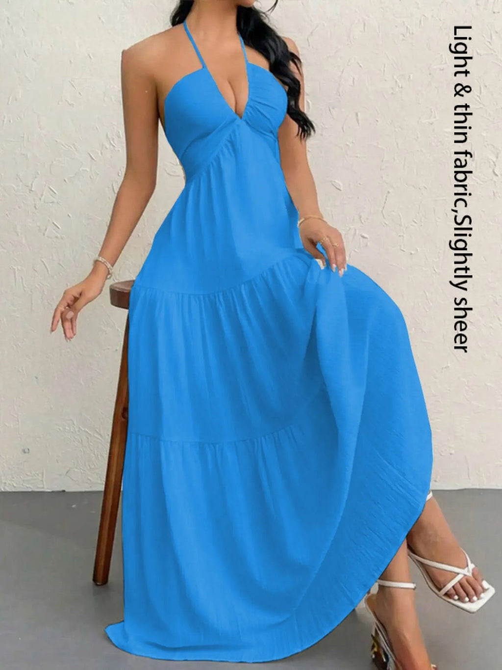 Robe unie pour femme, vêtements d'été pour femme, robe décontractée sans manches et dos nu pour les vacances à la plage, vêtements d'été pour femme