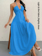 Robe unie pour femme, vêtements d'été pour femme, robe décontractée sans manches et dos nu pour les vacances à la plage, vêtements d'été pour femme
