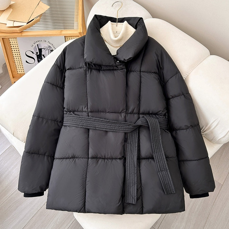 Giacca da donna Premium Piumino imbottito con cintura a mezza lunghezza, Cappotto casual da donna, Cappotto invernale da donna idrorepellente Classico trapuntato, Capospalla con tasca grande