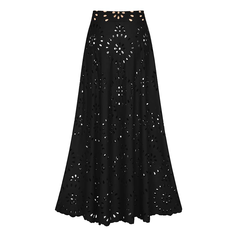 Costume Intero e Gonna Neri con Intagli Floreali a Laser