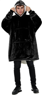Couverture Sweat à Capuche Géante Homme Femme, Polaire Sherpa Ultra Douce Chaude Confortable Portable, Plaid Couverture à Manches pour Adultes Ados avec Grande Poche