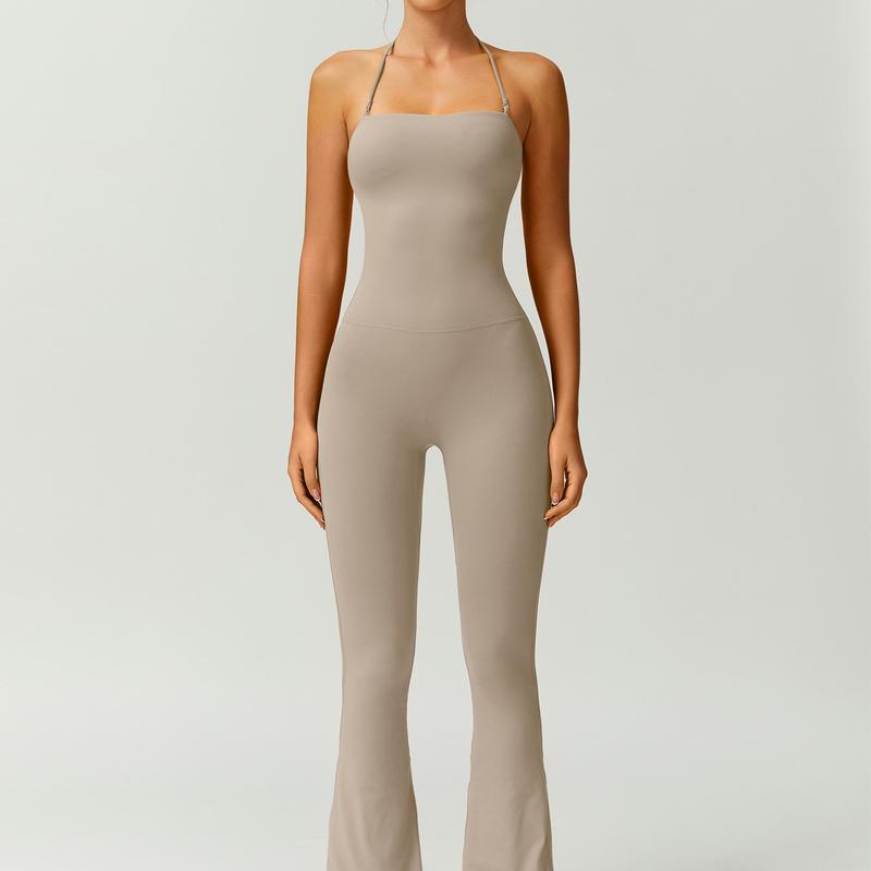 Combinaison Femme Patte d'Éléphant Dos Nu Moulante – Élégante et Confortable pour le Fitness et la Mode,Tenue Athleisure Élégante et Confortable, Rehausse les Fesses, Vêtement de Sport Taille Haute Extensible,combinaison femme