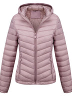 Doudoune Légère pour Femme, Manteau à Capuche Décontracté Automne et Hiver avec Poches, Vêtement d'Extérieur Chaud pour le Quotidien