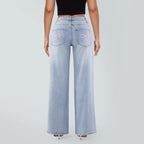 Magic SHAPUM Jeans BBL da Donna a Vita Media-Bassa, Gamba Larga, Vestibilità Comoda, Elasticizzati, in Denim, NERI, in Denim Elasticizzato, Gamba Larga, Jeans Larghi