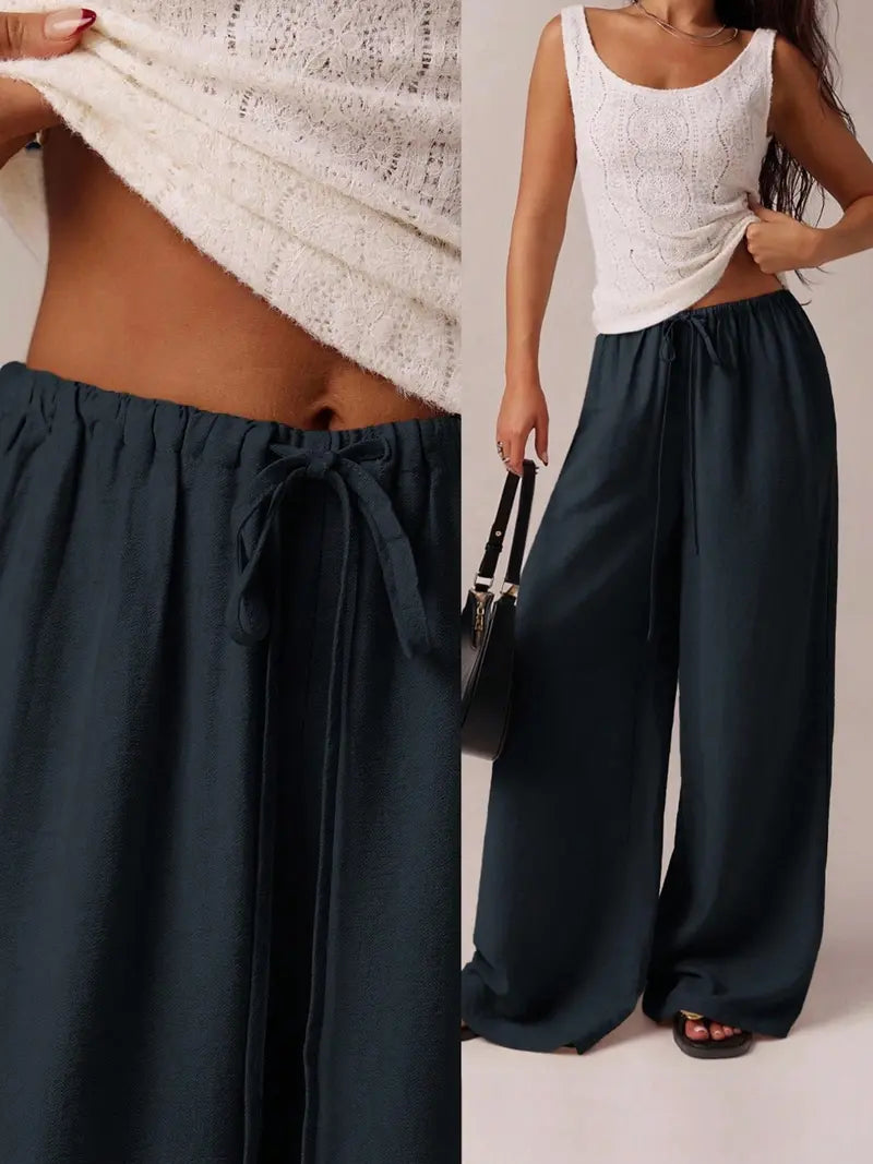 Pantalon uni avec poches pour femme