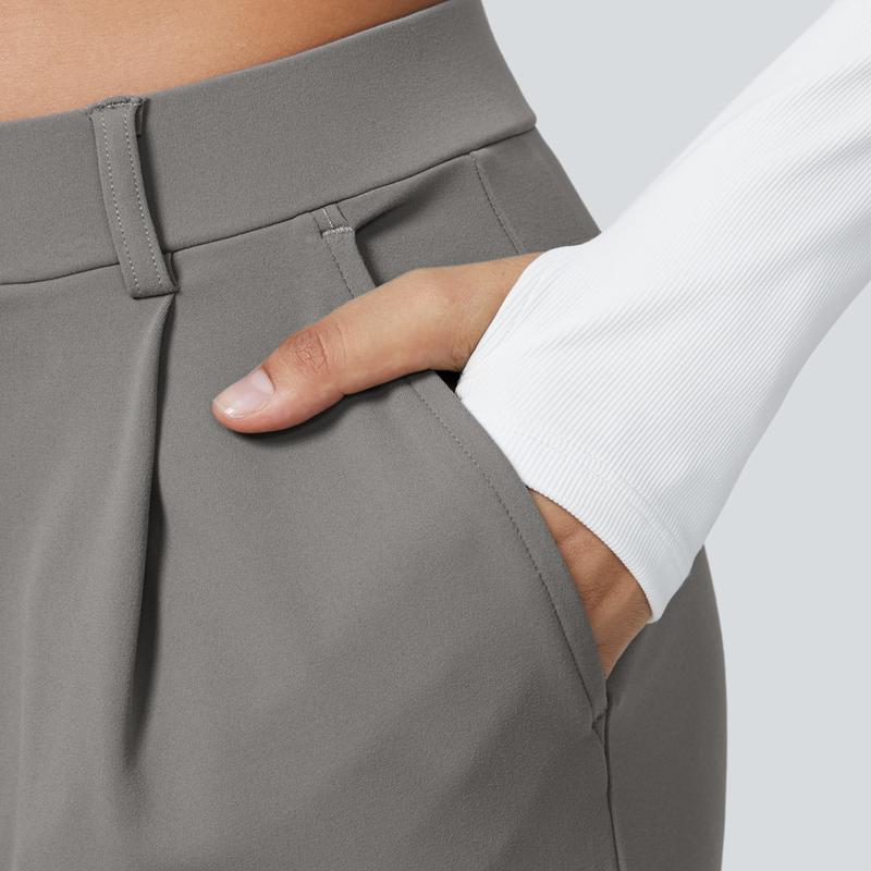 Pantaloni da Lavoro a Vita Alta con Tasche e Gamba Dritta, Abiti Business Casual da Donna, Abbigliamento Sportivo e da Esterno da Donna