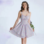 Mini-robe Corset Fleurie, Style Décontracté et Vacances