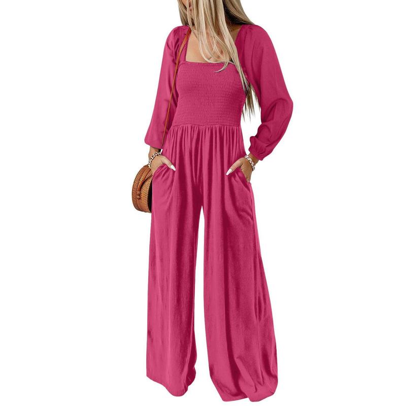 Salopette ample décontractée pour femme, combinaison une pièce à manches longues, jambes larges, pantalon long, barboteuse avec poches