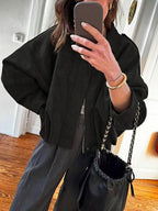 Giacca Aviator Donna, Nuovi Cappotti E Giacche, Giacca Casual Con Cerniera Da Donna Per L'Inverno, Giacca Da Pilota Oversize Taglio Corto, Giacca Corta Streetwear Donna 2025, Capispalla