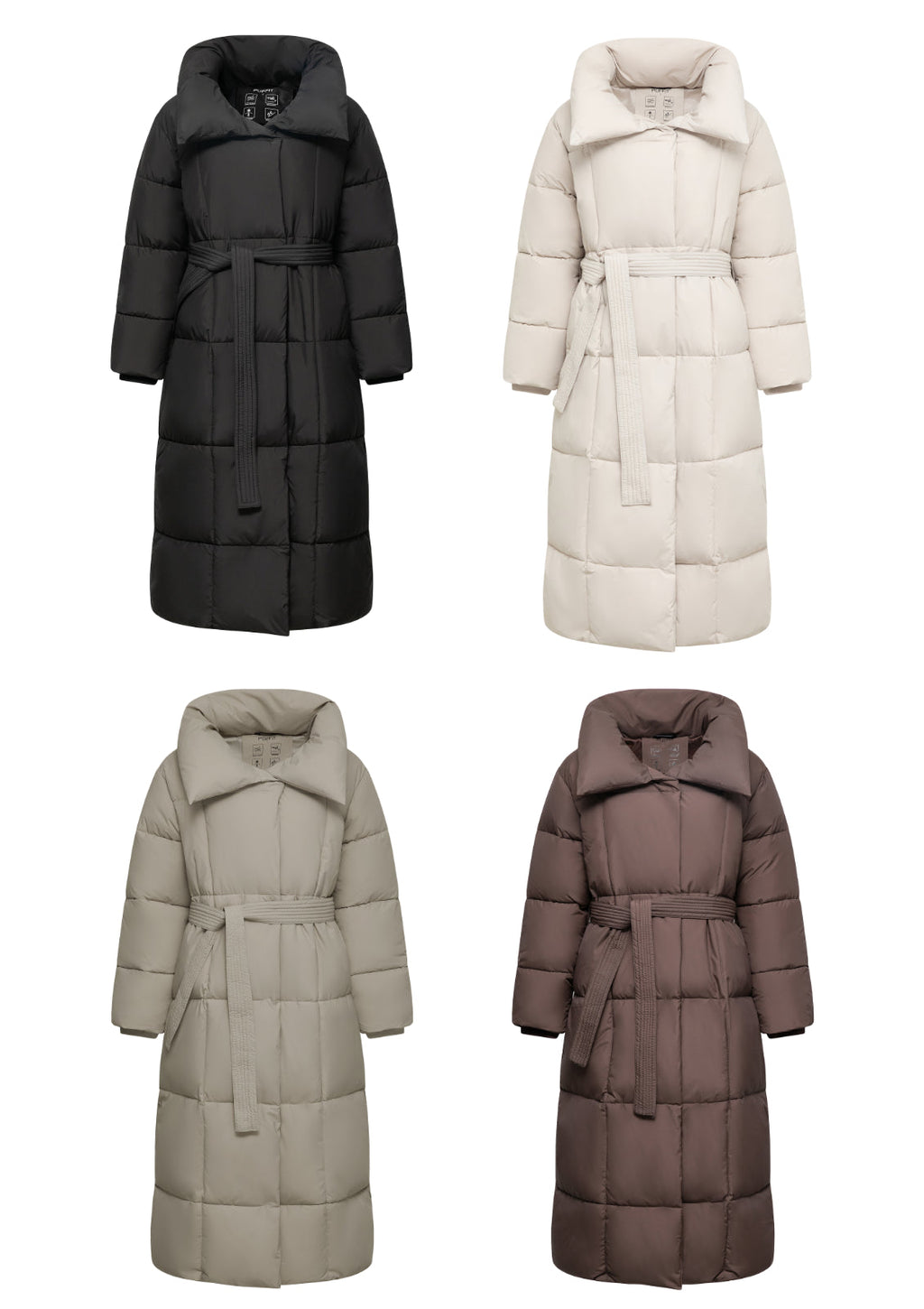 Veste longue boutonnée ceinturée, déperlante