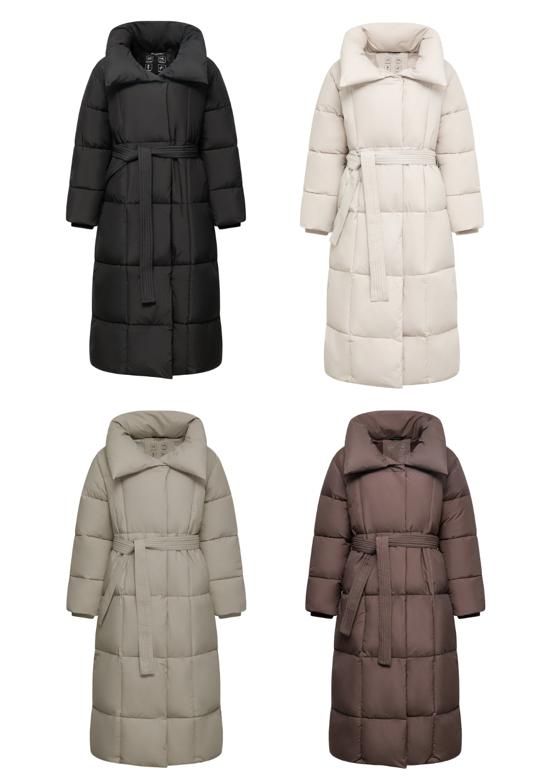 Veste longue boutonnée ceinturée, déperlante
