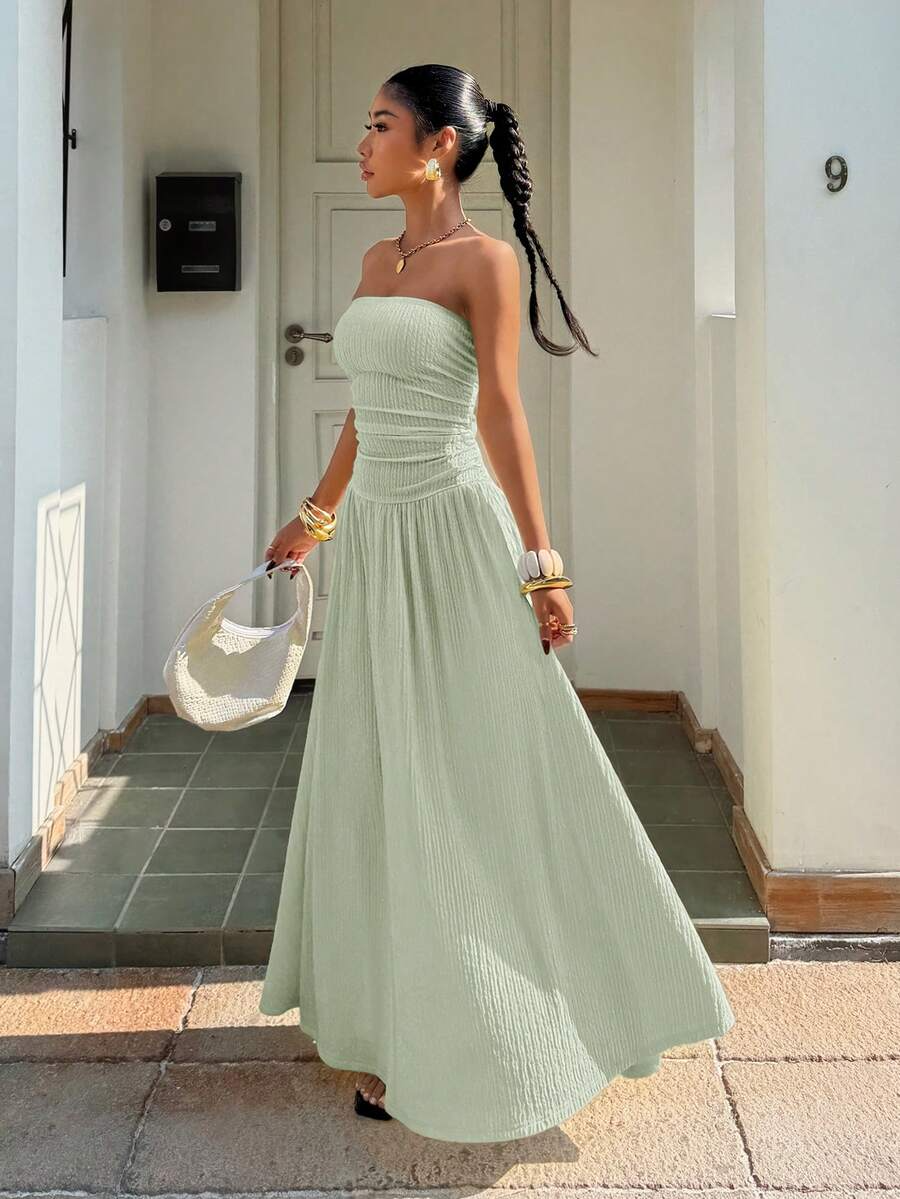 Robe longue d'été élégante sans bretelles pour femme