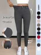 Legging uni à poches et boutons pour femme, pantalon moulant décontracté et confortable pour le yoga et la gym, bas pour femme pour l'automne et l'hiver, T-Chic