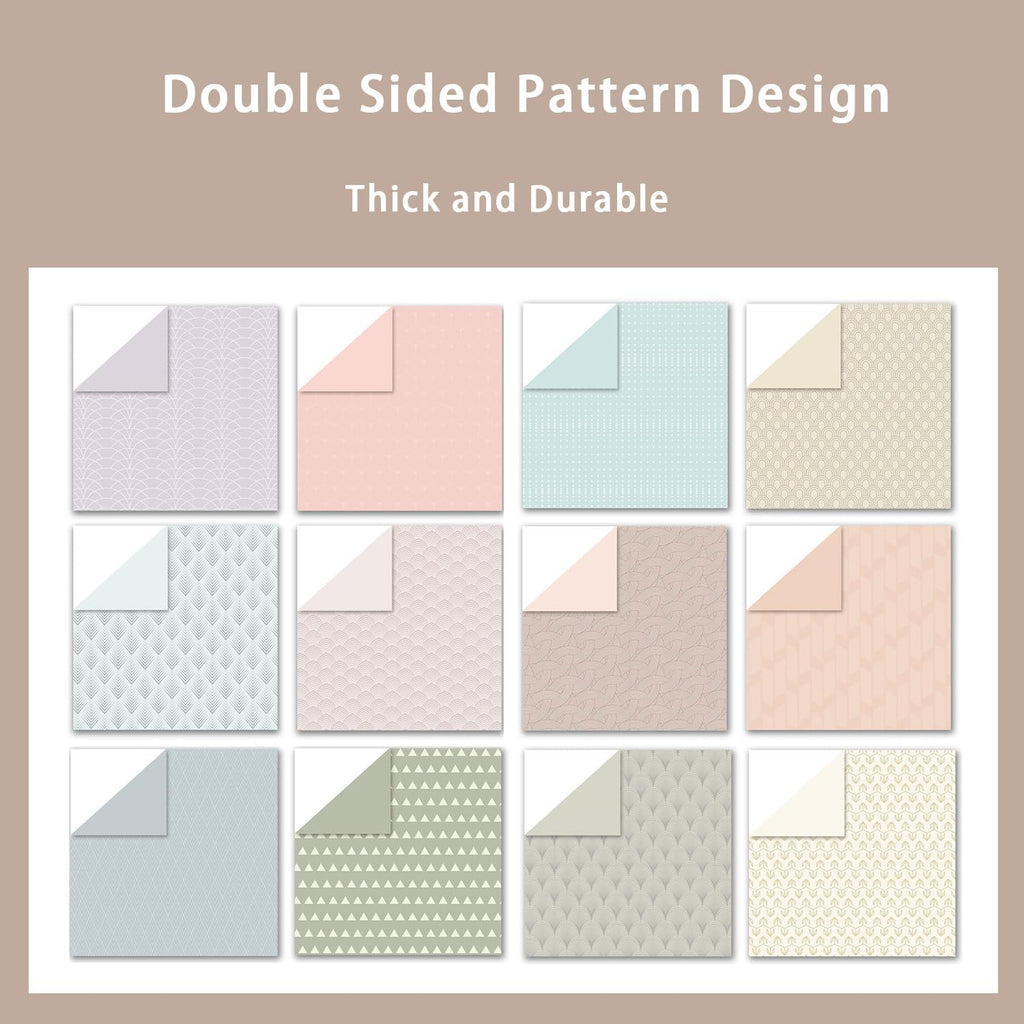12x12 Boho Scrapbook Paper, 24 Sheets/24 Designs Double Sided Patterned Paper Colorful Decorative Craft Journal Scrapbooking Supplies for Photo Album Decor