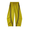 Pantaloni sportivi larghi a gamba larga a righe da donna, casual streetwear, con elastico in vita e tasche laterali per l'allenamento
