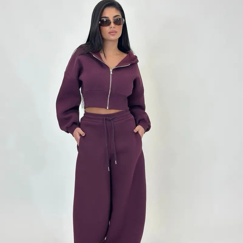 Ensemble de sport - Un survêtement deux pièces comprenant un sweat à capuche zippé à motif crocodile et un pantalon de jogging ample, doublé de molleton doux pour un confort optimal.