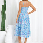 Robe longue bohème décontractée pour femme - Robe d'été à bretelles spaghetti smockée à volants avec poches, grande taille, vêtements bohèmes pour femme