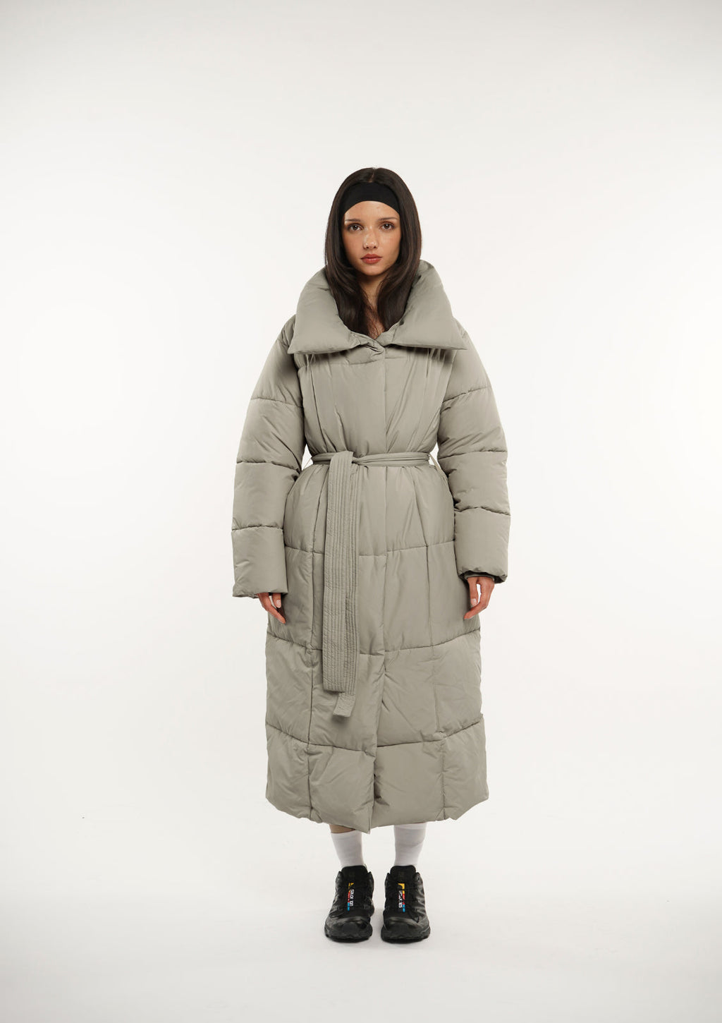 Veste longue boutonnée ceinturée, déperlante