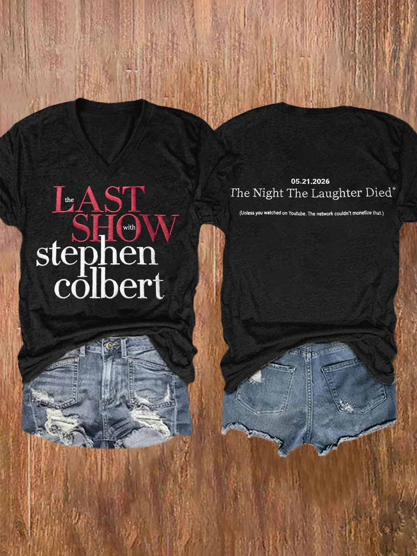 🔥Buy 3 Get 15% Off🔥V-Neck Retro Last Show 05.21.2026 The Night The Laughter Died Print T-Shirt