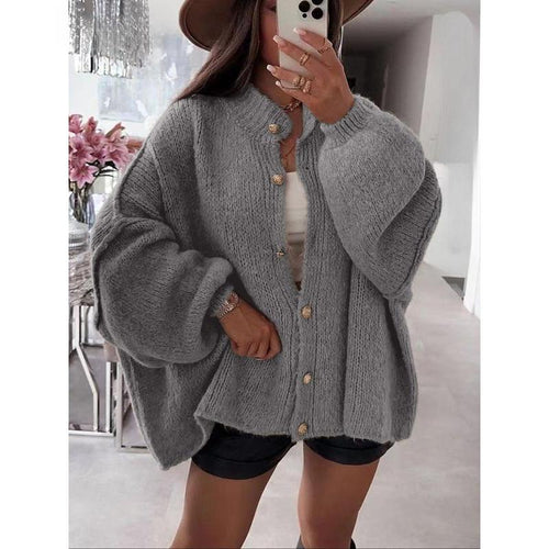 Cardigan da donna in maglia a trecce con bottoni tinta unita, maniche lunghe, aperto sul davanti, capospalla per l'uso quotidiano in autunno e inverno