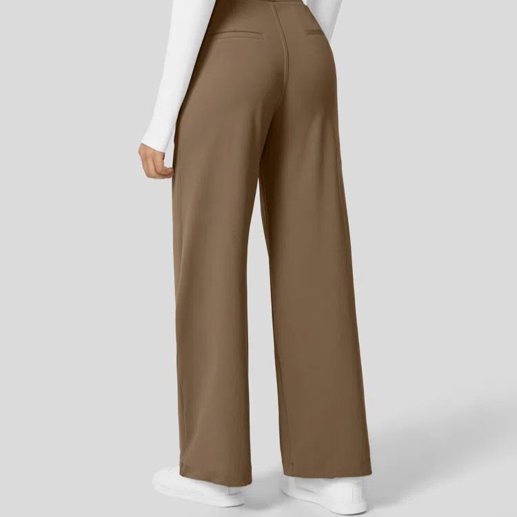Pantalon de travail droit taille haute avec poches, Tenues d'affaires décontractées pour femmes, Vêtements de sport et de plein air pour femmes