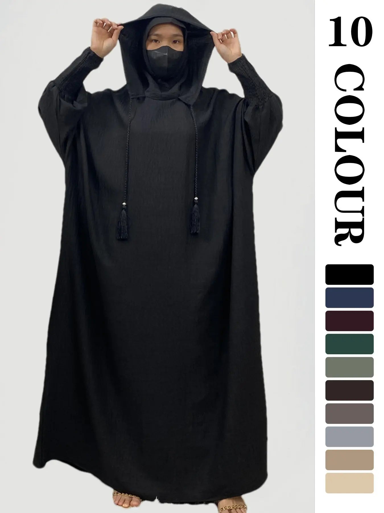 Vestito intero da donna con cappuccio, vestito casual a manica lunga per autunno e inverno, abbigliamento islamico da donna per uso quotidiano, abbigliamento musulmano modesto