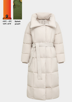 Veste longue boutonnée ceinturée, déperlante
