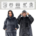 Couverture Sweat à Capuche Géante Homme Femme, Polaire Sherpa Ultra Douce Chaude Confortable Portable, Plaid Couverture à Manches pour Adultes Ados avec Grande Poche