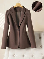 Veste blazer élégante à un bouton pour femme, manteau à manches longues et coupe ajustée pour le bureau, vêtement d'extérieur mode automne et hiver
