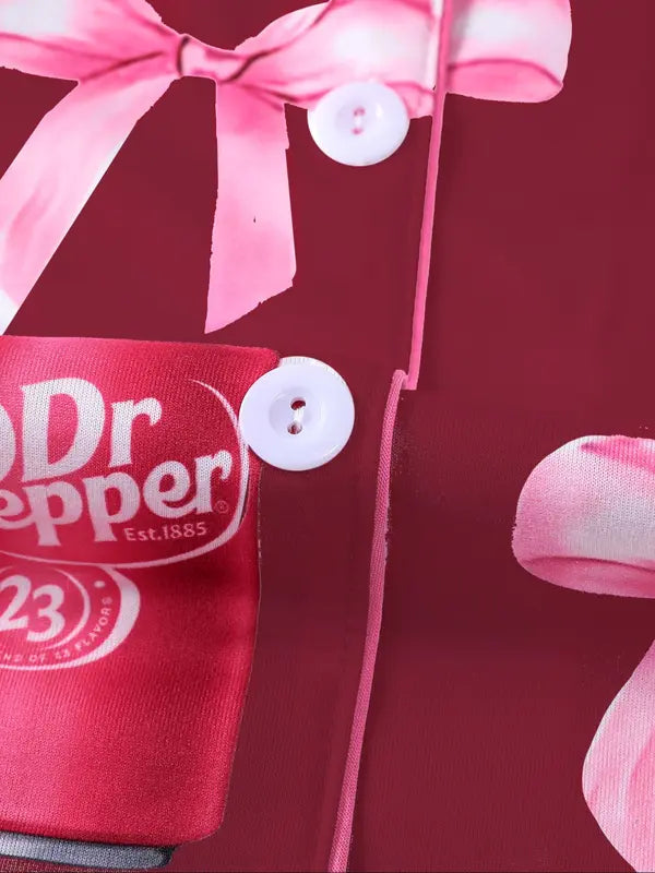 Ensemble pyjama Dr Pepper pour femme, vêtement de nuit à manches longues imprimé soda, cadeau homewear doux et confortable pour l'automne et l'hiver