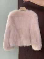 Manteau en fausse fourrure de renard pour femme, section courte, nouvelle collection automne hiver, version coréenne, pour les trajets quotidiens, en vraie fourrure patchwork, vêtement d'extérieur.