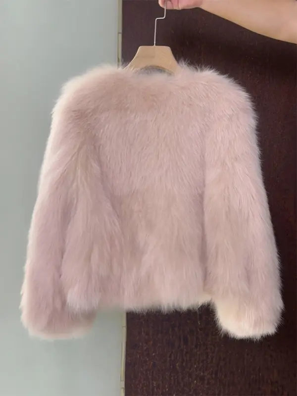 Manteau en fausse fourrure de renard pour femme, section courte, nouvelle collection automne hiver, version coréenne, pour les trajets quotidiens, en vraie fourrure patchwork, vêtement d'extérieur.