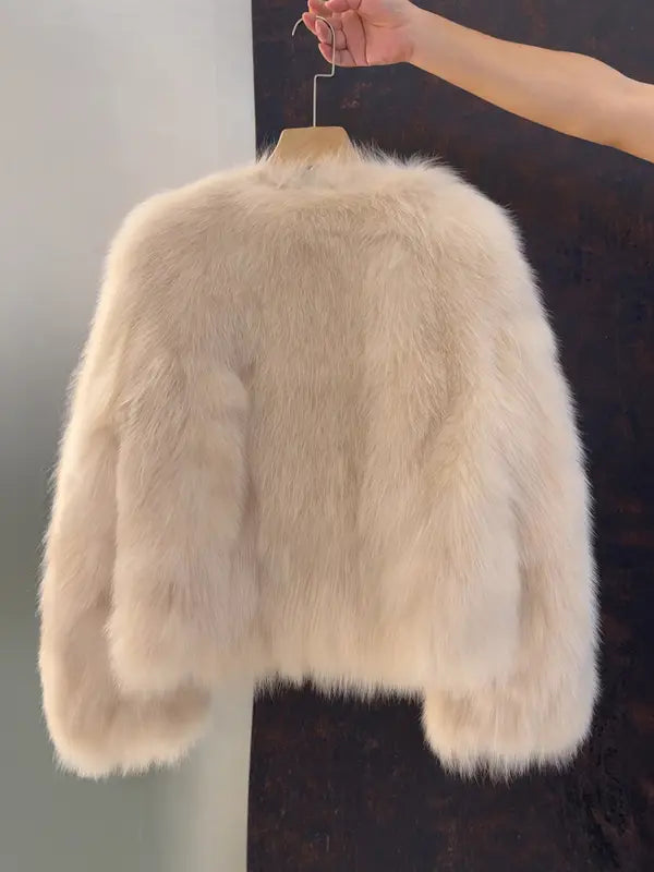 Manteau en fausse fourrure de renard pour femme, section courte, nouvelle collection automne hiver, version coréenne, pour les trajets quotidiens, en vraie fourrure patchwork, vêtement d'extérieur.