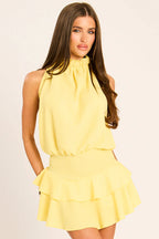 Black Textured Flippy Playsuit - Bernice