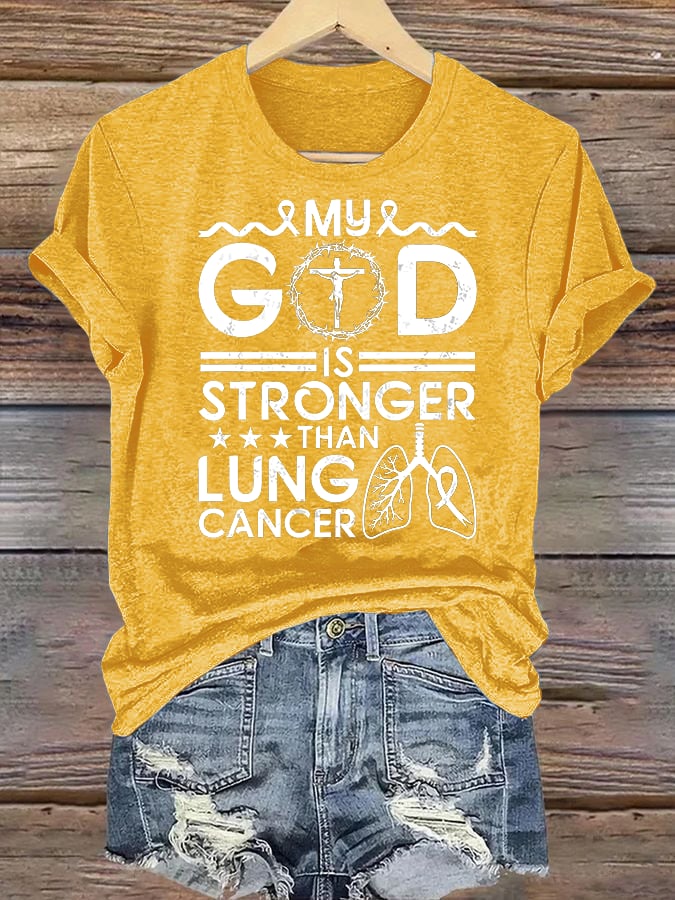 Women's  My God Is Stronger Than Lung Cancer Christian Faith Support T-Shirt