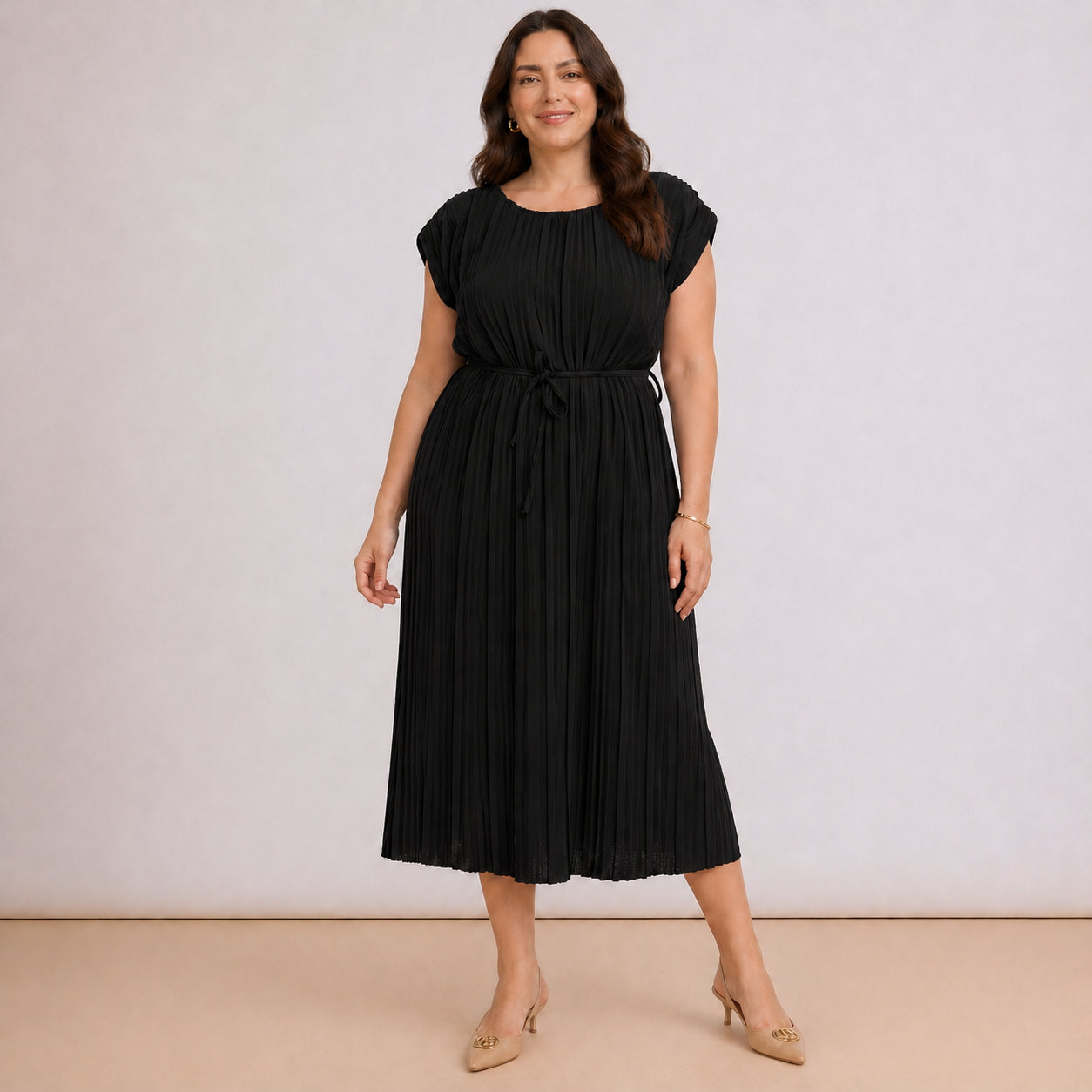 [2026.COUTURE] Vestito Plissè Con Spallina