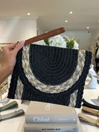 Pochette tressée à paillettes dorées (3 coloris)