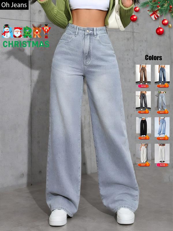 Jean en jean avec poches et taille élastique pour femme, pantalon décontracté et confortable pour toutes les saisons, parfait pour toute occasion décontractée, vêtement en jean