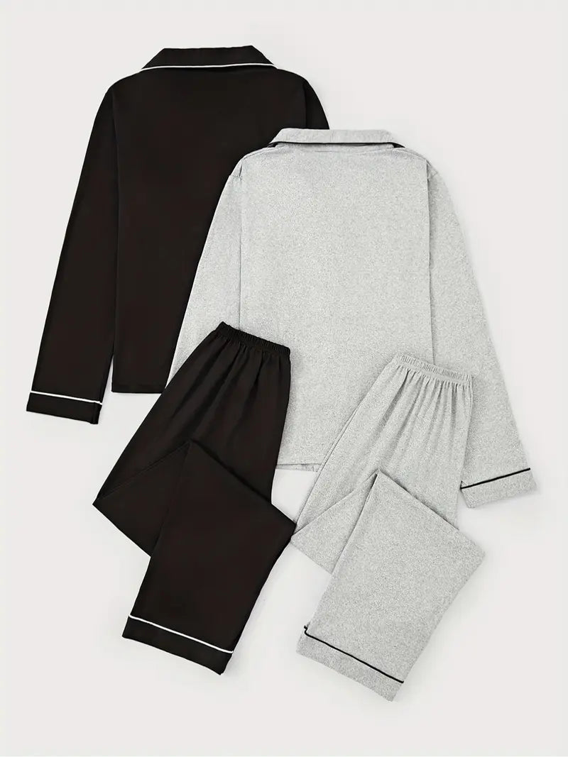 Ensemble cardigan à revers pour femmes, tricot décontracté ample à manches longues, tenue d'intérieur automne et hiver, 2 pièces