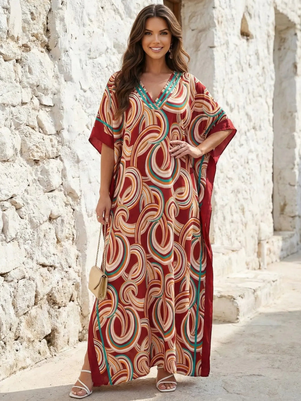 Robe de plage coupe ample imprimé léopard pour femme