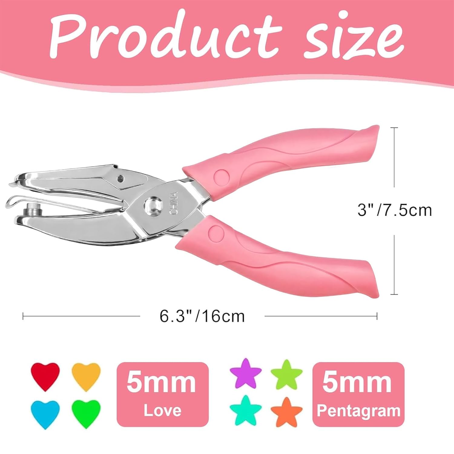 2 Pack Heart and Star Hole Punchers,1/4 Inch Metal Handheld Paper Punch for Crafts,Tickets,Scrapbooking,Soft-Grip Handle Design