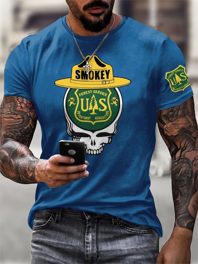 T-Shirt Uomo Stampa Retro Resist Save The Forest Service