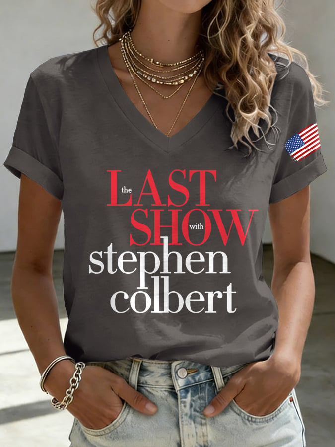 🔥Compra 3 e ottieni il 15% di sconto🔥T-Shirt con stampa retrò "Last Show" con scollo a V