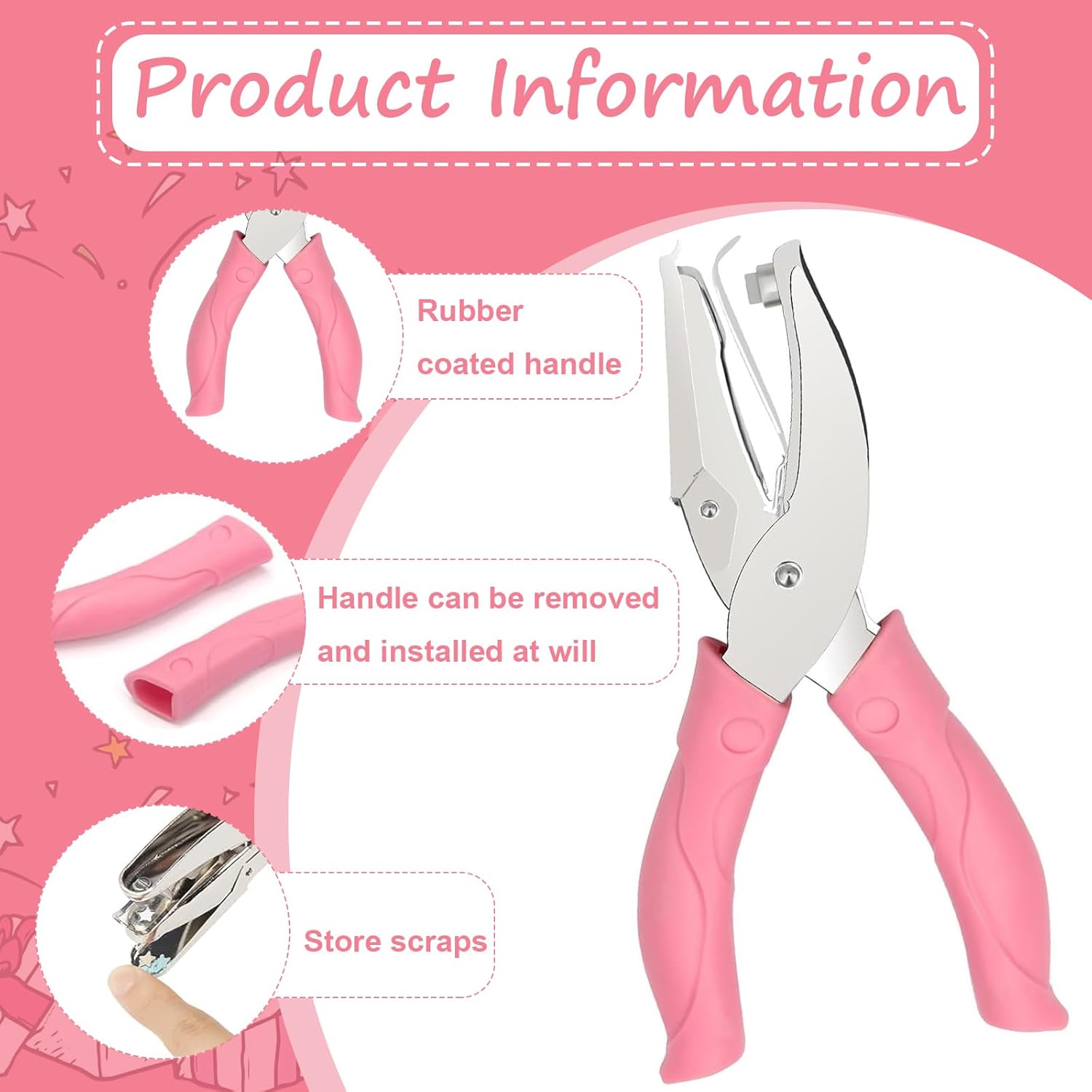 2 Pack Heart and Star Hole Punchers,1/4 Inch Metal Handheld Paper Punch for Crafts,Tickets,Scrapbooking,Soft-Grip Handle Design